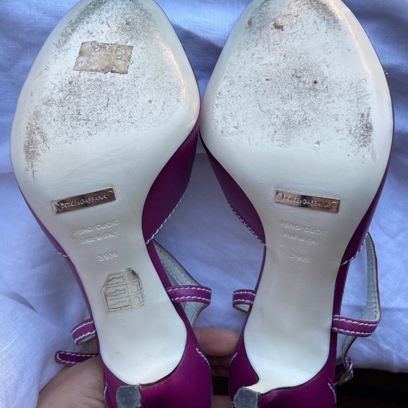 Dolce and Gabbana Leather T-Strap Sandals 39,5 - Picture 5 of 13